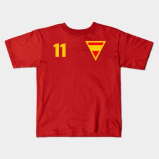 Spain Espania Football Supporters Heritage Home Crest Number 11 Kids T-Shirt